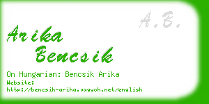 arika bencsik business card